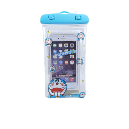 Husa Subacvatica Universala Glitter Kids, Protectie IPX8 Impermeabila si Anti-Praf, Ecran Pana la 6.9 Inch, PVC Transparent cu Snur, Model Cat, Bleu