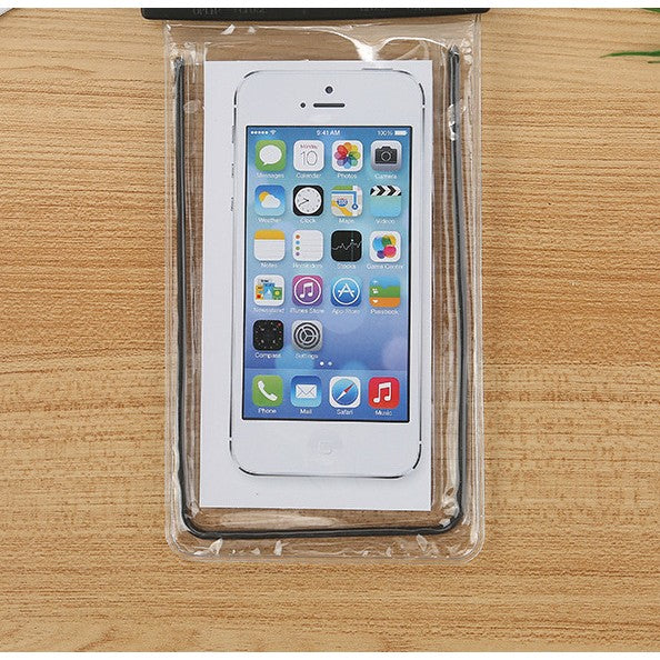 Husa Subacvatica Universala, Protectie Waterproof IPX8 si Snowproof, Margin Fosforescente Luminoase, Touch Screen Sensitive, PVC Transparent cu Snur de Gat, pentru Telefoane pana la 6.9 inch, Negru