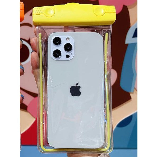 Husa Subacvatica Universala, Protectie Waterproof IPX8 si Snowproof, Margin Fosforescente, PVC Transparent, Ecran pana la 6.9 inch, Snur Inclus, Galben