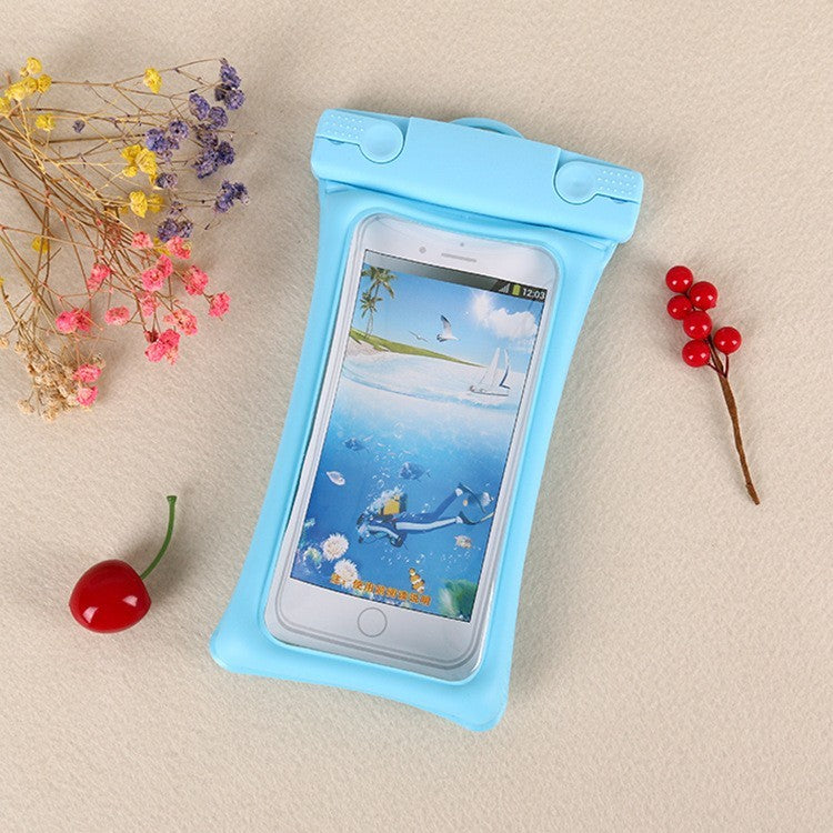 Husa Subacvatica Universala Matte Cushion, Protectie IPX8 Impermeabila si Anti-Zapada, Touch Screen Sensitive, PVC Transparent cu Snur de Gat, pentru Telefoane pana la 6.9 Inch, Bleu