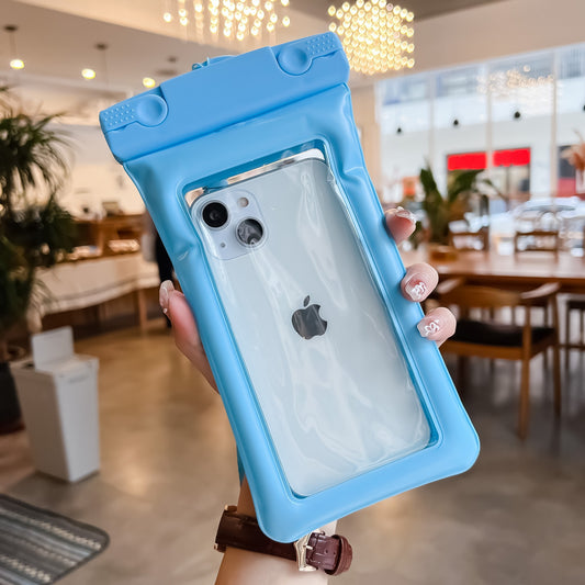 Husa Subacvatica Universala Matte Cushion, Protectie IPX8 Impermeabila si Anti-Zapada, Touch Screen Sensitive, PVC Transparent cu Snur de Gat, pentru Telefoane pana la 6.9 Inch, Bleu