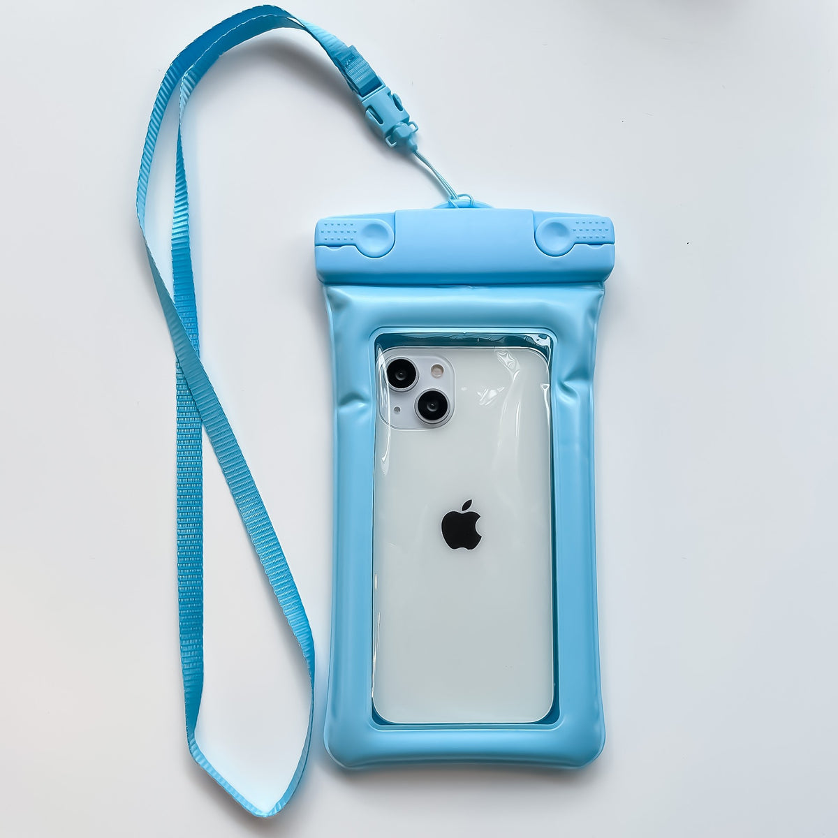 Husa Subacvatica Universala Matte Cushion, Protectie IPX8 Impermeabila si Anti-Zapada, Touch Screen Sensitive, PVC Transparent cu Snur de Gat, pentru Telefoane pana la 6.9 Inch, Bleu