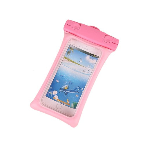Husa Subacvatica Universala Matte Cushion, Protectie IPX8 Impermeabila si Anti-Soc, Compatibila Touch Screen pana la 6.9 Inch, PVC Transparent cu Snur inclus, Roz