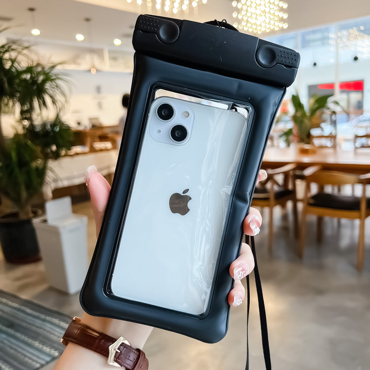 Husa Subacvatica Universala Matte Cushion, Protectie IPX8 Impermeabila si Anti-Soc, Ecran Tactil Transparent, pentru Telefon de pana la 6.9 inch sau Documente, cu Snur Inclus, Negru