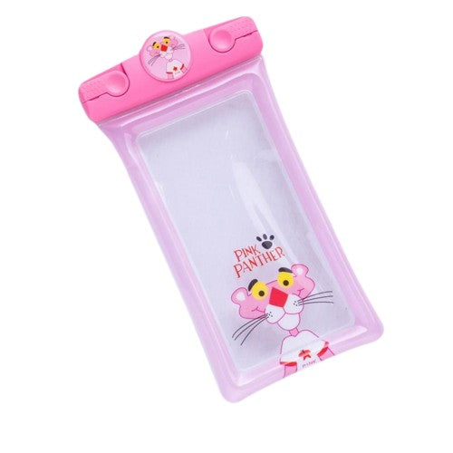 Mascot Husa Subacvatica Waterproof, Protectie IPX8 Impermeabila si Snowproof, Compatibilitate Universala pana la 6.9 Inch, PVC Transparent cu Snur inclus, Model Pantera, Roz
