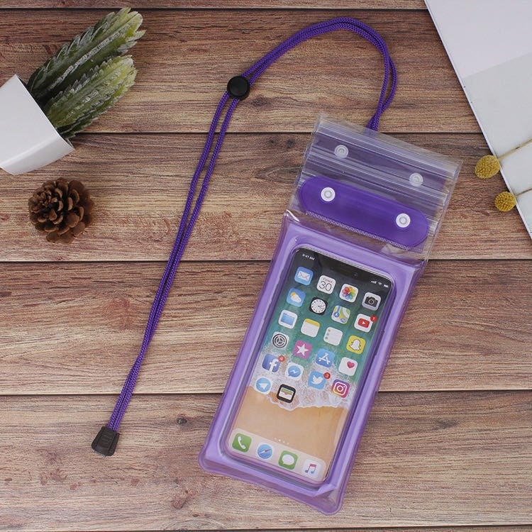 Husa Subacvatica Waterproof, Etansare IPX8 pentru Telefon pana la 6.9 inch, Protectie Apa si Zapada, Material Transparent Touch Sensitive, Snur de Gat inclus, Mov