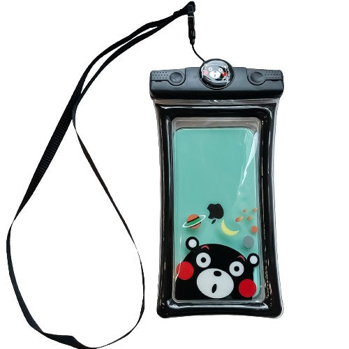 Mascot Husa Subacvatica Waterproof, Protectie IPX8 Impermeabila si Snowproof, PVC Transparent, Compatibilitate Universala pana la 6.9 inch, Snur Inclus, Model Bear, Negru
