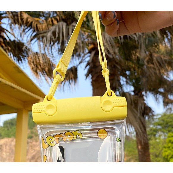 Fruity Husa Subacvatica Universala, Protectie Impermeabila IPX8, Certificata pana la 20m, pentru Telefon si Documente, Compatibila Touchscreen, Include Snur, Galben Lemon Boy