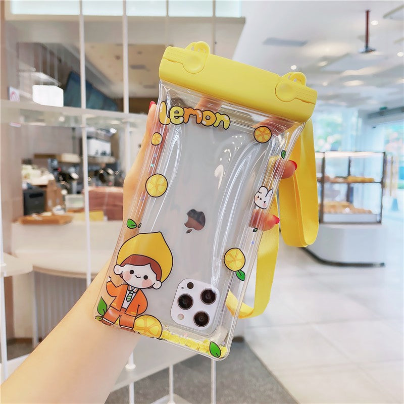 Fruity Husa Subacvatica Universala, Protectie Impermeabila IPX8, Certificata pana la 20m, pentru Telefon si Documente, Compatibila Touchscreen, Include Snur, Galben Lemon Boy