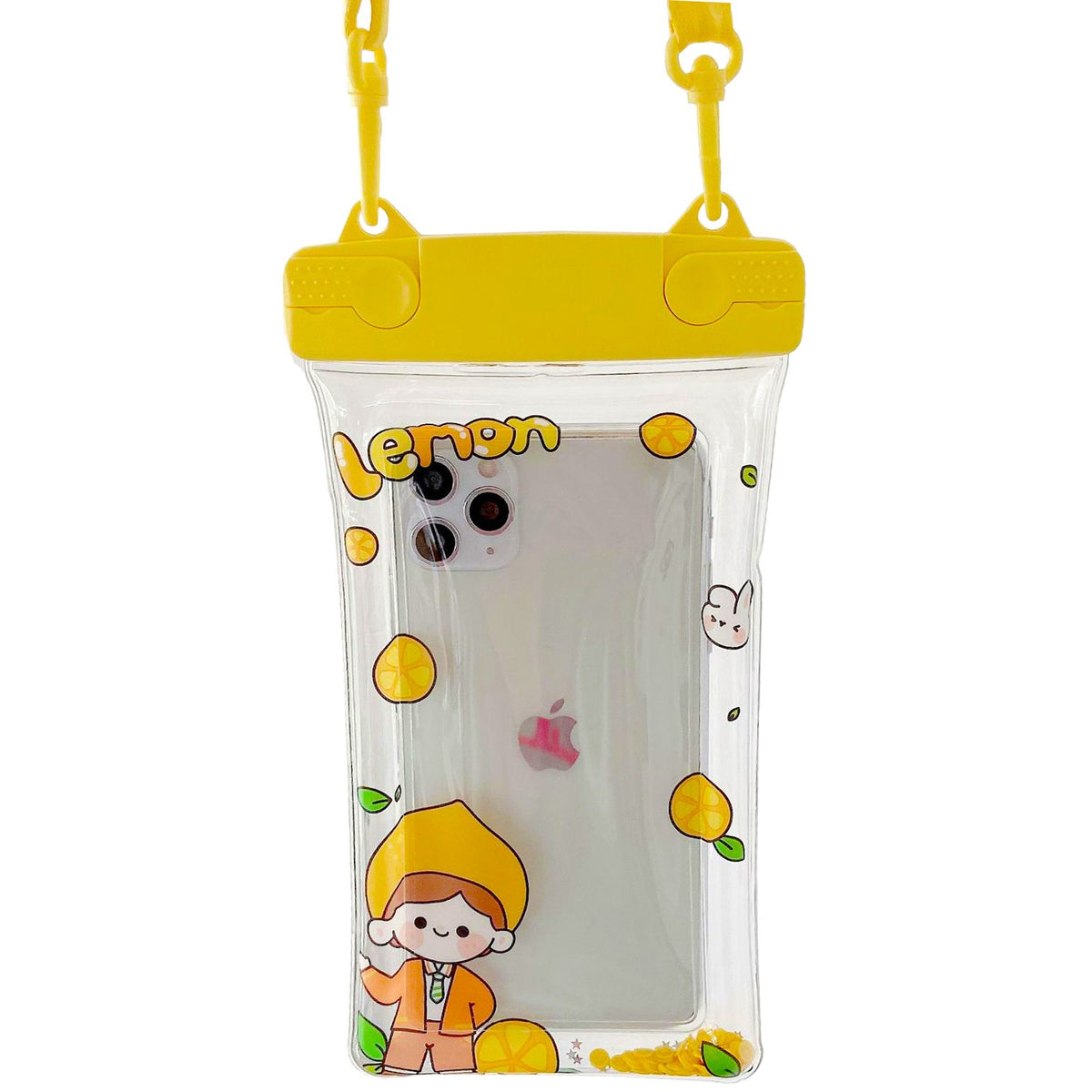 Fruity Husa Subacvatica Universala, Protectie Impermeabila IPX8, Certificata pana la 20m, pentru Telefon si Documente, Compatibila Touchscreen, Include Snur, Galben Lemon Boy
