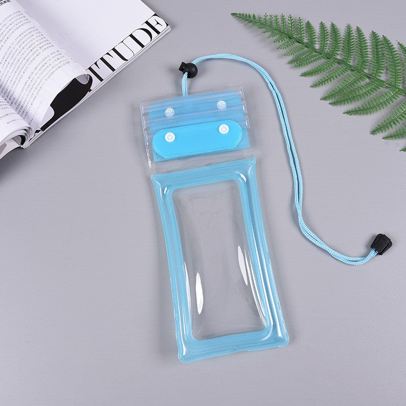 Husa Subacvatica Universala Zip, Protectie Impermeabila IPX8 Telefon si Documente, Compatibila Touch Screen, Design Transparent cu Snur de Gat, Plastic Rezistent, Pana la 6.9 Inch, Bleu