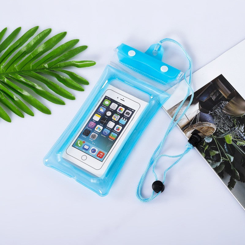 Husa Subacvatica Universala Zip, Protectie Impermeabila IPX8 Telefon si Documente, Compatibila Touch Screen, Design Transparent cu Snur de Gat, Plastic Rezistent, Pana la 6.9 Inch, Bleu