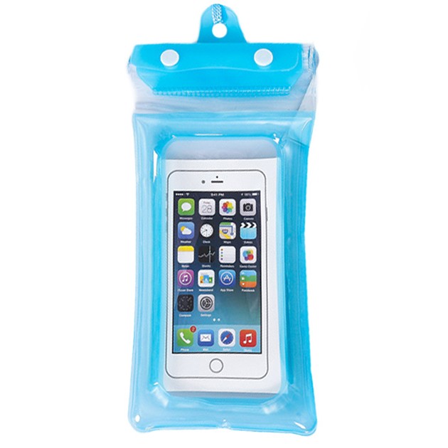 Husa Subacvatica Universala Zip, Protectie Impermeabila IPX8 Telefon si Documente, Compatibila Touch Screen, Design Transparent cu Snur de Gat, Plastic Rezistent, Pana la 6.9 Inch, Bleu