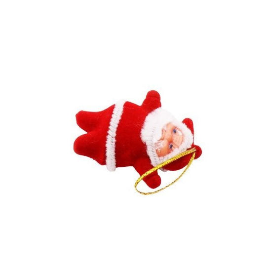 Decoratiune De Craciun Mos Craciun, Ornament Pentru Brad Cu Agatatoare Si Snur Auriu, Plastic, Multicolor, Model Mini