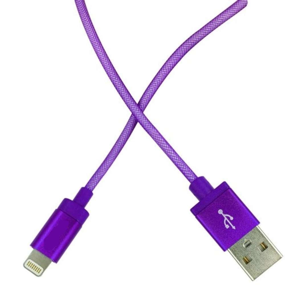 Cablu Date și Încărcare Maxcell, Conector Lightning la USB, Design Smart, Material Rezistent, Lungime 1 m, Mov, Cod 08079