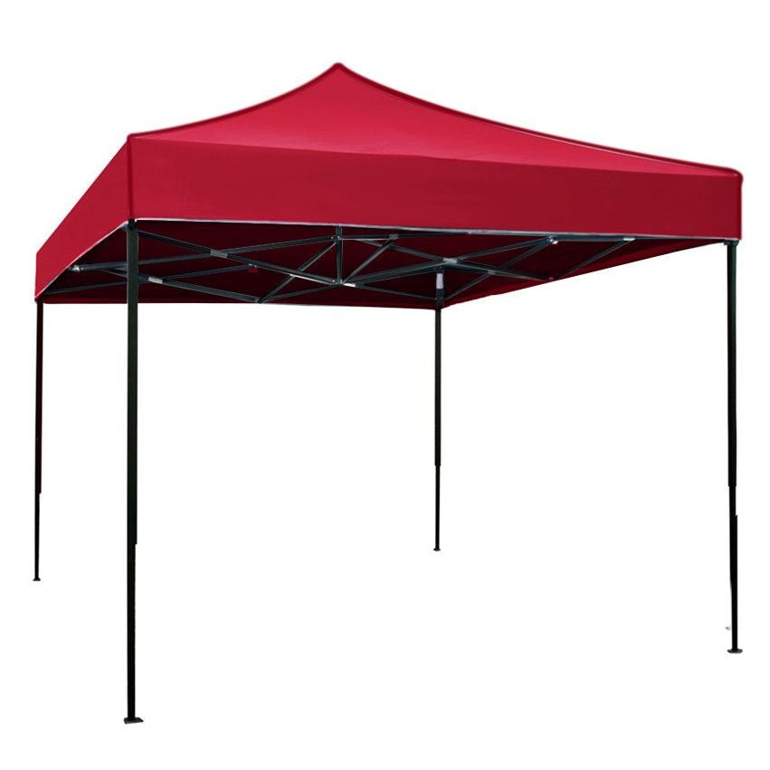 Cort Pavilion Pliabil, Prelata Impermeabila si Picioare Telescopice, Cadru Metalic Rezistent, Gradina si Evenimente, Rosu, 3x3m
