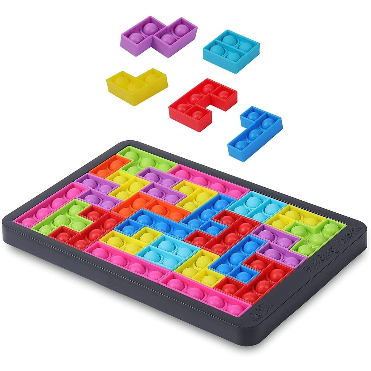 Jucarie Antistres Pop It Now And Flip It, Puzzle Blocks Pentru Concentrare, Silicon, Multicolor