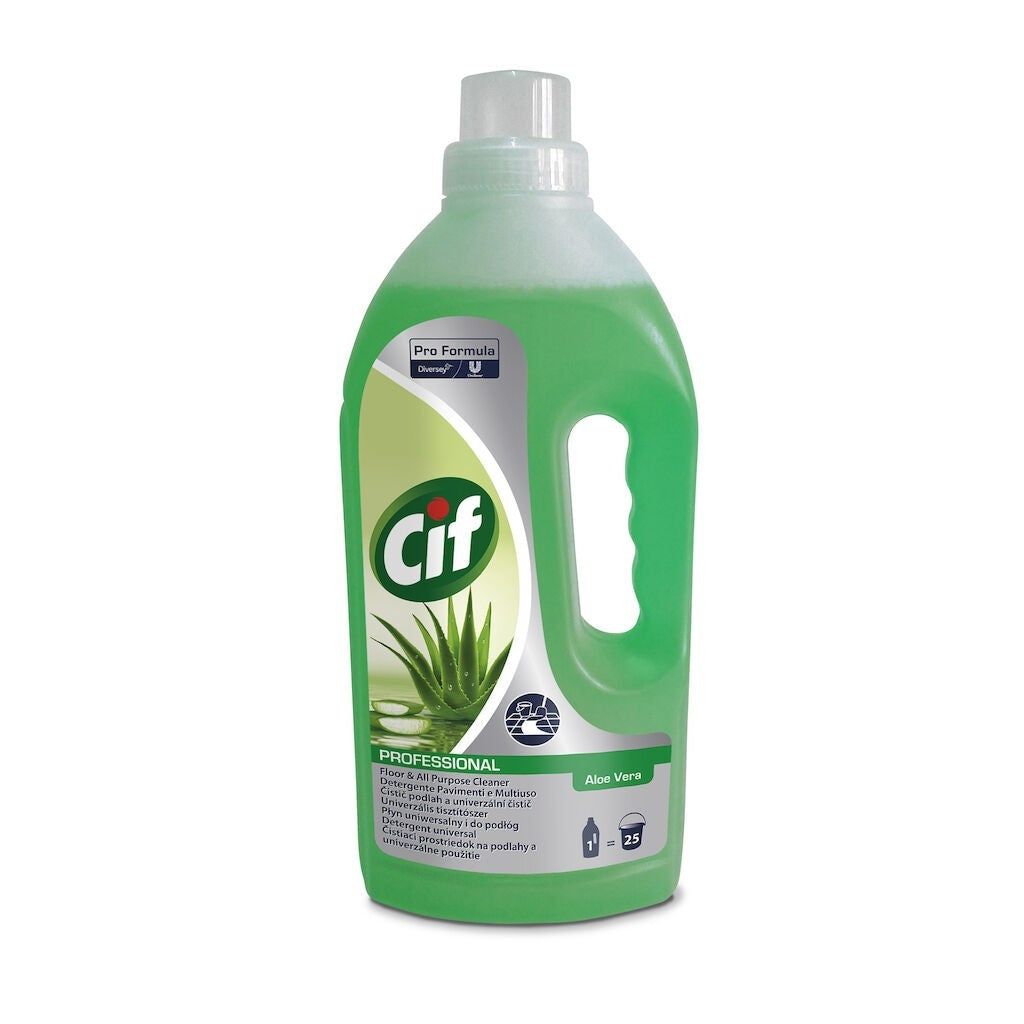 Cif Professional Floor & APC Aloe Vera, Detergent Profesional pentru Pardoseli si Suprafete Multiple, Formula Pro, Parfum Aloe Vera, 1 L