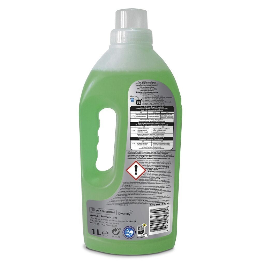 Cif Professional Floor & APC Aloe Vera, Detergent Profesional pentru Pardoseli si Suprafete Multiple, Formula Pro, Parfum Aloe Vera, 1 L