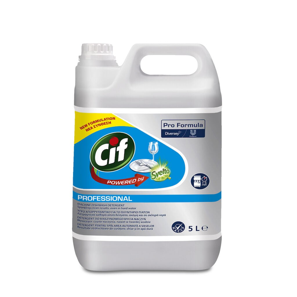 Cif Professional Liquid, Detergent Universal pentru Masina de Spalat Vase, Formula Anti-Grasime cu Agent de Dedurizare, Bidon 2 x 5 L