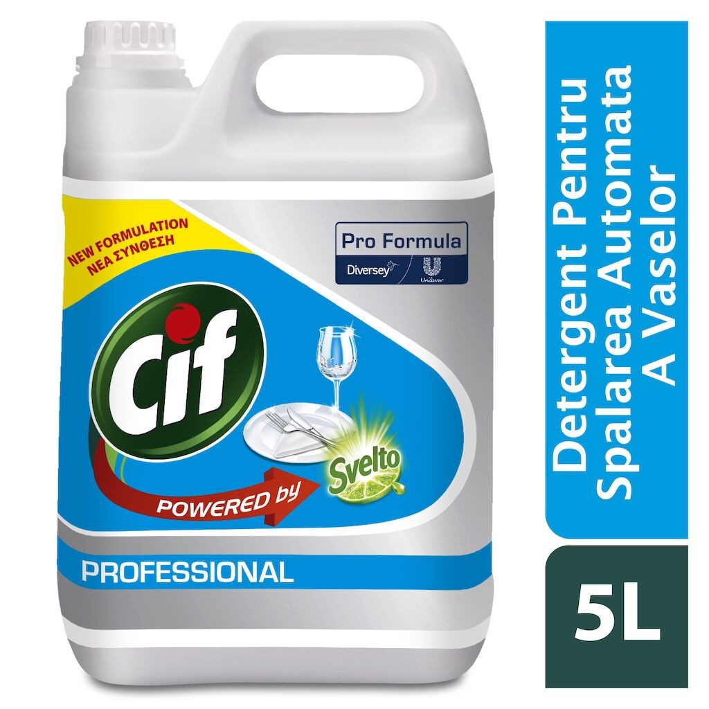 Cif Professional Liquid, Detergent Universal pentru Masina de Spalat Vase, Formula Anti-Grasime cu Agent de Dedurizare, Bidon 2 x 5 L