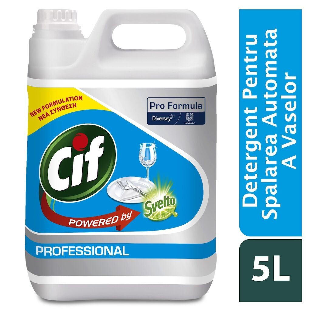 Cif Professional Pro Formula, Detergent Lichid Universal Pentru Masina De Spalat Vase, Actiune Degresanta Si Formula Dedurizare Apa Dura, Bidon 5 L