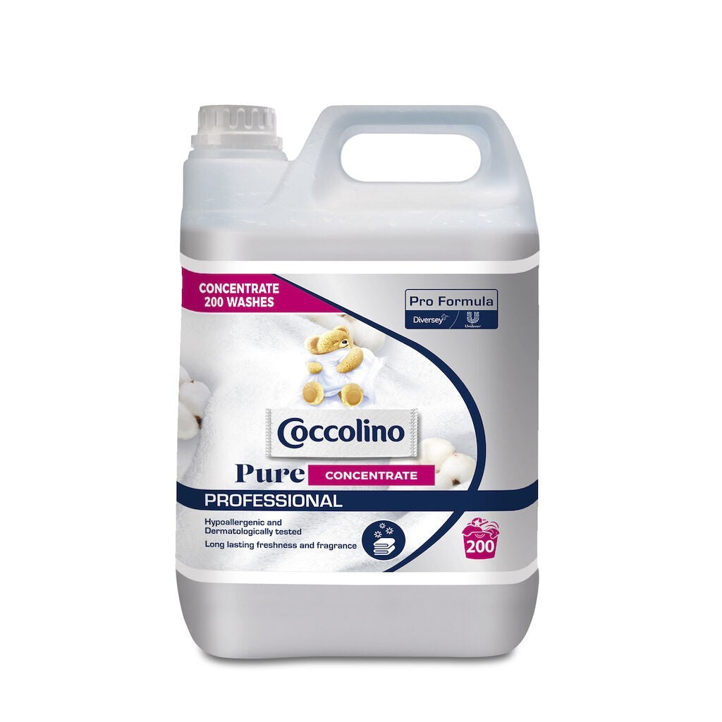 Coccolino Professional Pure Balsam de Rufe Concentrat, Formula Hipoalergenica pentru Piele Sensibila, Testat Dermatologic, Pachet 2 x 5 L