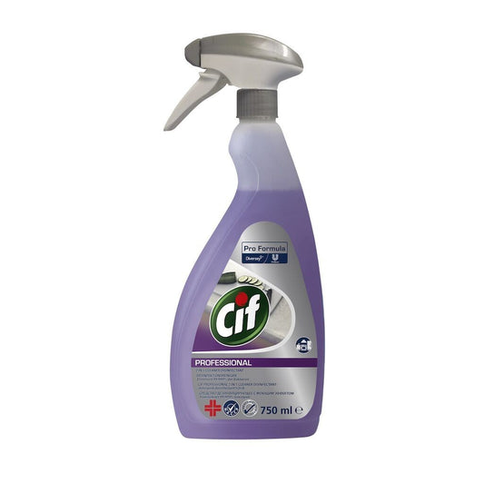 Cif Professional Detergent Dezinfectant 2 in 1, Degresant Fara Parfum Pentru Suprafete Alimentare, Actionare Rapida, 750 ml