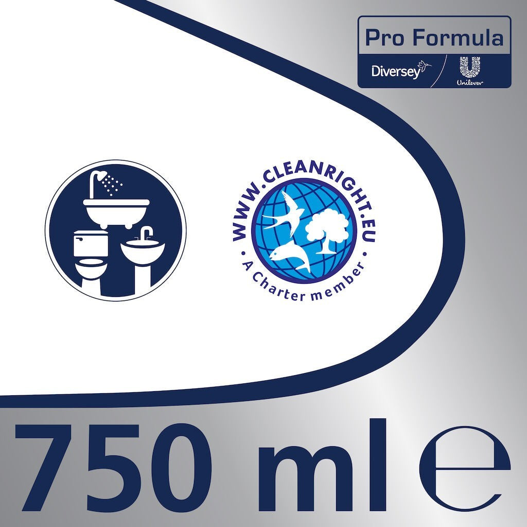 Cif Professional Washroom, Detergent si Detartrant 2 in 1 pentru Baie, Elimina Calcarul si Reziduurile de Sapun, Sigur pe Crom si Inox, Pulverizator, 750 ml