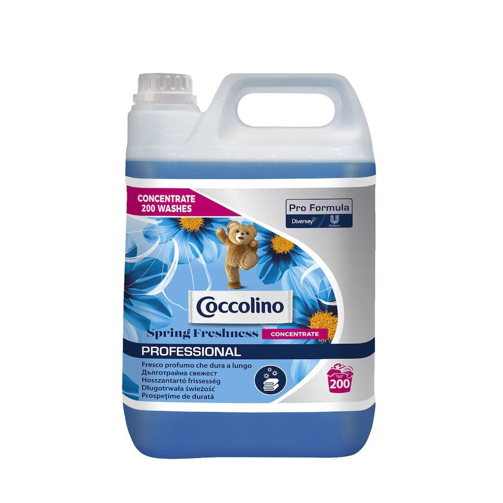 Coccolino Professional Spring Fresh, Balsam de Rufe Concentrat, Efect Antistatic și Catifelare, Formula Pro, Parfum de Primăvară, 5 L