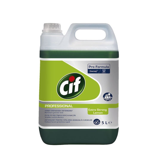 Cif Professional Extra Strong Lemon, Detergent Lichid Concentrat pentru Spalarea Manuala a Vaselor, Formula Degresanta cu pH Neutru, Parfum Lamaie, 5 L